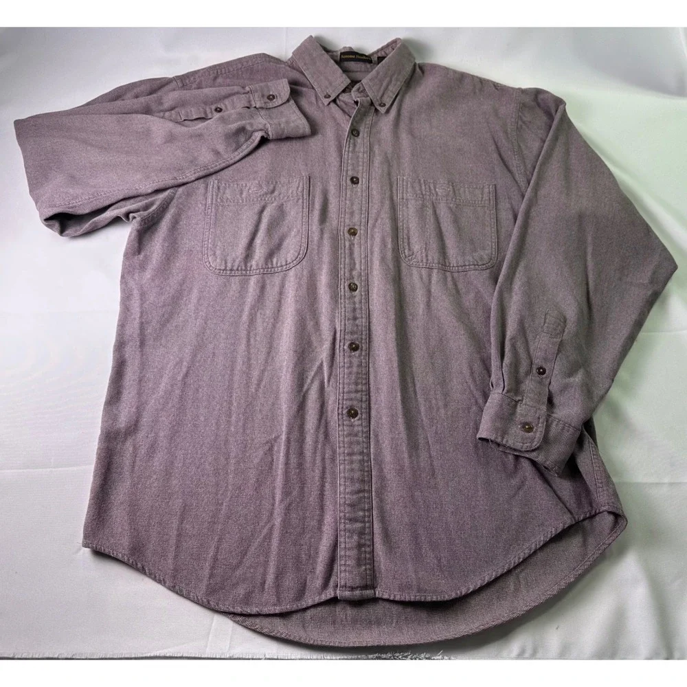 VINTAGE 90s Eddie‎ Bauer Sonoma Heathers Heavy Cotton Button Down Mens L Mauve